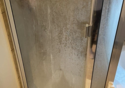 Glass Shower before professional deep cleaning service in Aurora, ON