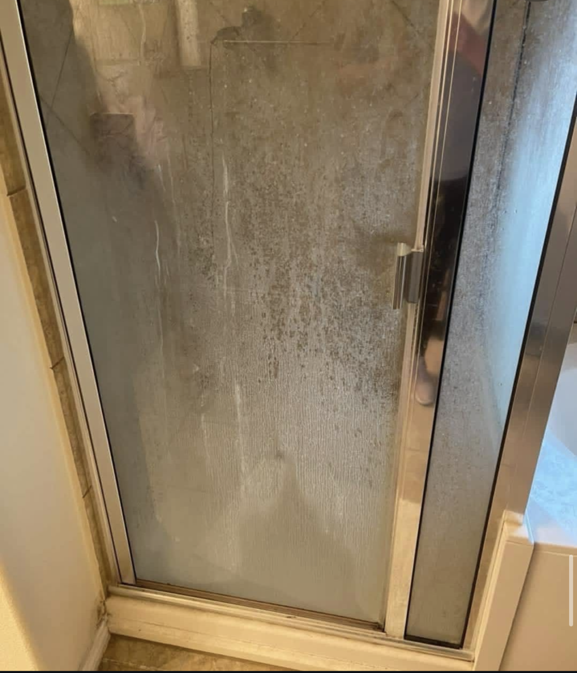 Glass Shower before professional deep cleaning service in Aurora, ON