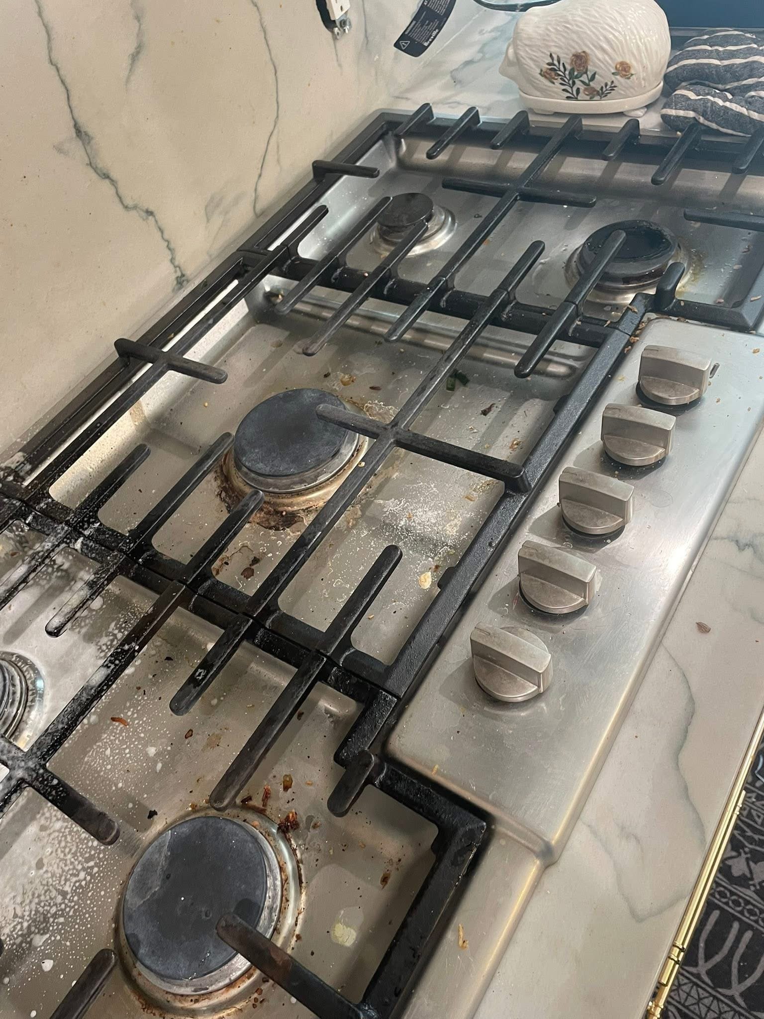 Before Gas stovetop deep clean in Newmarket, ON