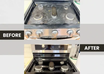 Stovetop deep cleaning before and after in Aurora, ON